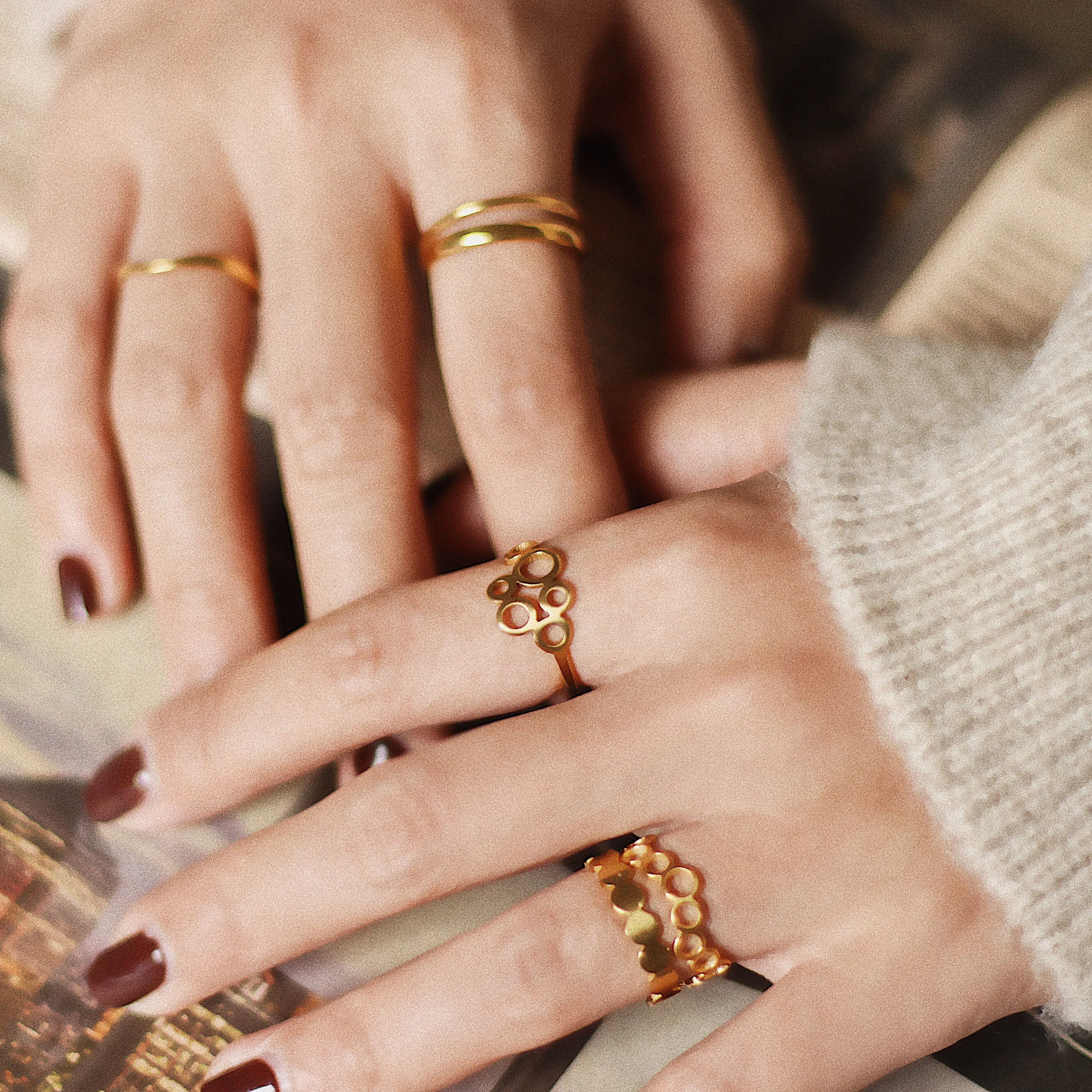 简约银饰品空心圆配件手指戒指