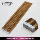 Double drawn thick ends European remy hair 100 % human tape on hair extensions