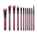 High Fashion 11 pcs Bordeaux handle purple and white hair nylon makeup brush set sample