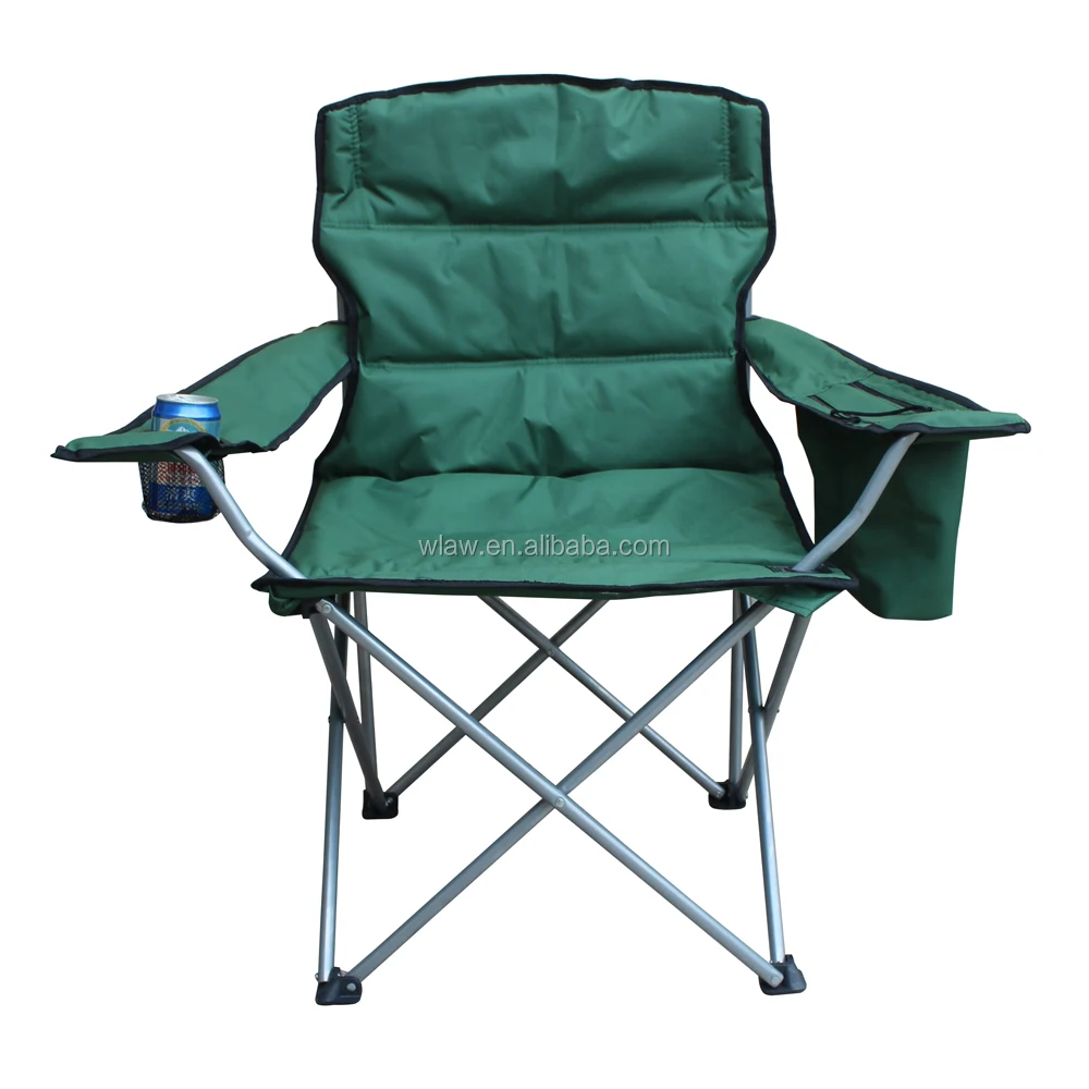 padded canvas folding chair with armrest