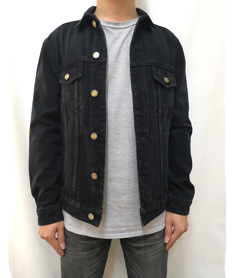 High Quality Motorcycle Jacket Custom Stonewashed Design Black Denim Jacket Men