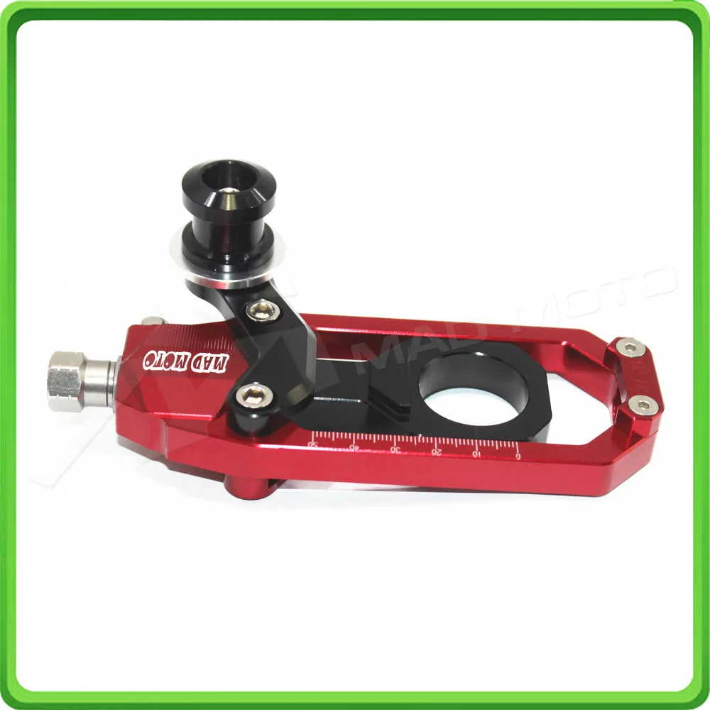 Motorcycle Chain Tensioner Adjuster with paddock bobbins kit for Yamaha R1 YZF-R1 2004 2005 Red&Black (10)