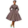 Fashion African Dashiki Style Cotton Linen Vintage Print Plus Size Women Casual Loose Long Dress