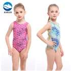 Wholesale kids one piece bikini printed swimwear girls competition sport suit kneeskin