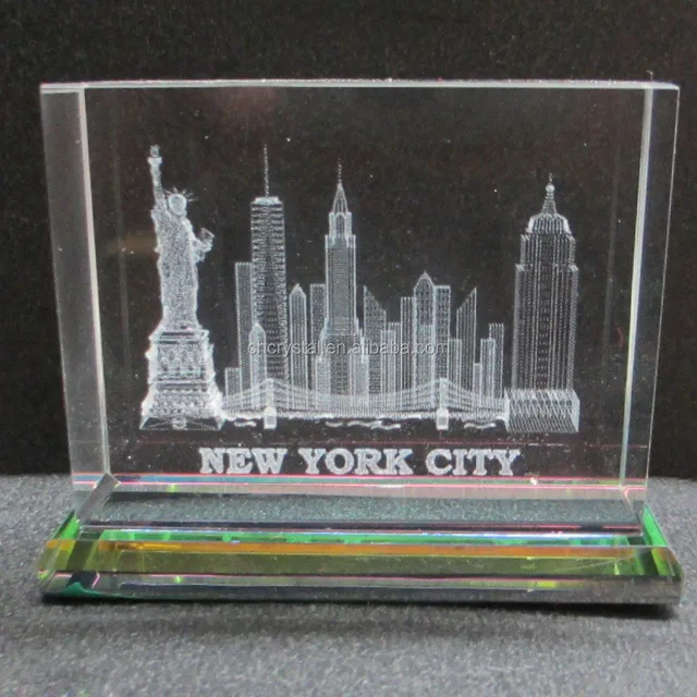 souvenir 3d crystal laser etched glass paperweight mh-tf073