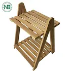 Decorative 2 tiers desktop plant shelf stand bamboo pot stand