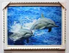 Home decoration wallhanging two little dolphin 3d animal pictures in frame