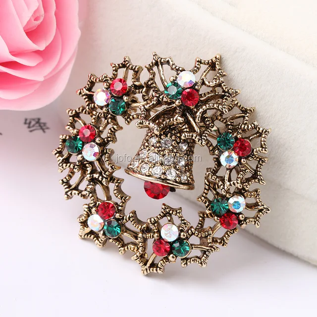 fashion christmas rhinestone wreath brooches vintage antique
