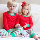 2019 new christmas kids polkdot pajamas girls and boys striped pajamas clothing set