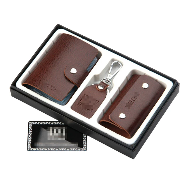 18023 popular high quality pu leather gift set with key hol