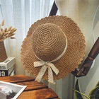 Packable fashion beach cap wide brim floppy straw sun hats for girls