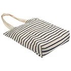 custom foldable fancy printed reusable Striped canvas fabric tote jute reusable string shopping carry bag