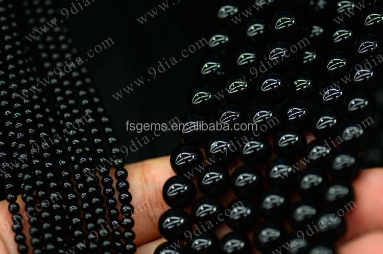 Wholesale Natural Stone Black Onyx Gem Stone Beads Loose Beads Strand 4MM 6MM 8MM 10MM 12MM