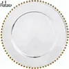 Wholesale beaded edge dining glass fruit plates marbelized desserts dishes for wedding and restaurant