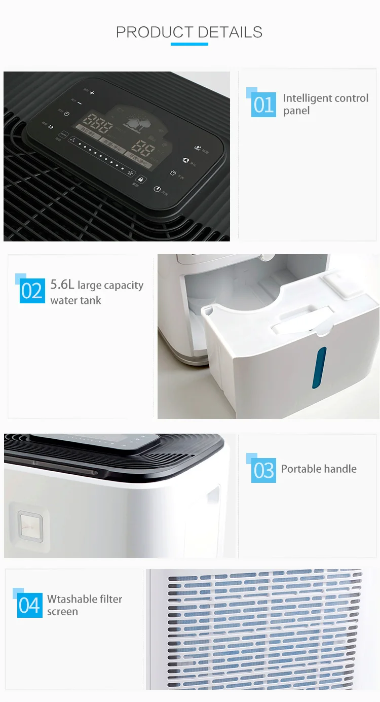 2 Fan Speed 240w 25L/D 5.6L Home Air Dehumidifier 4