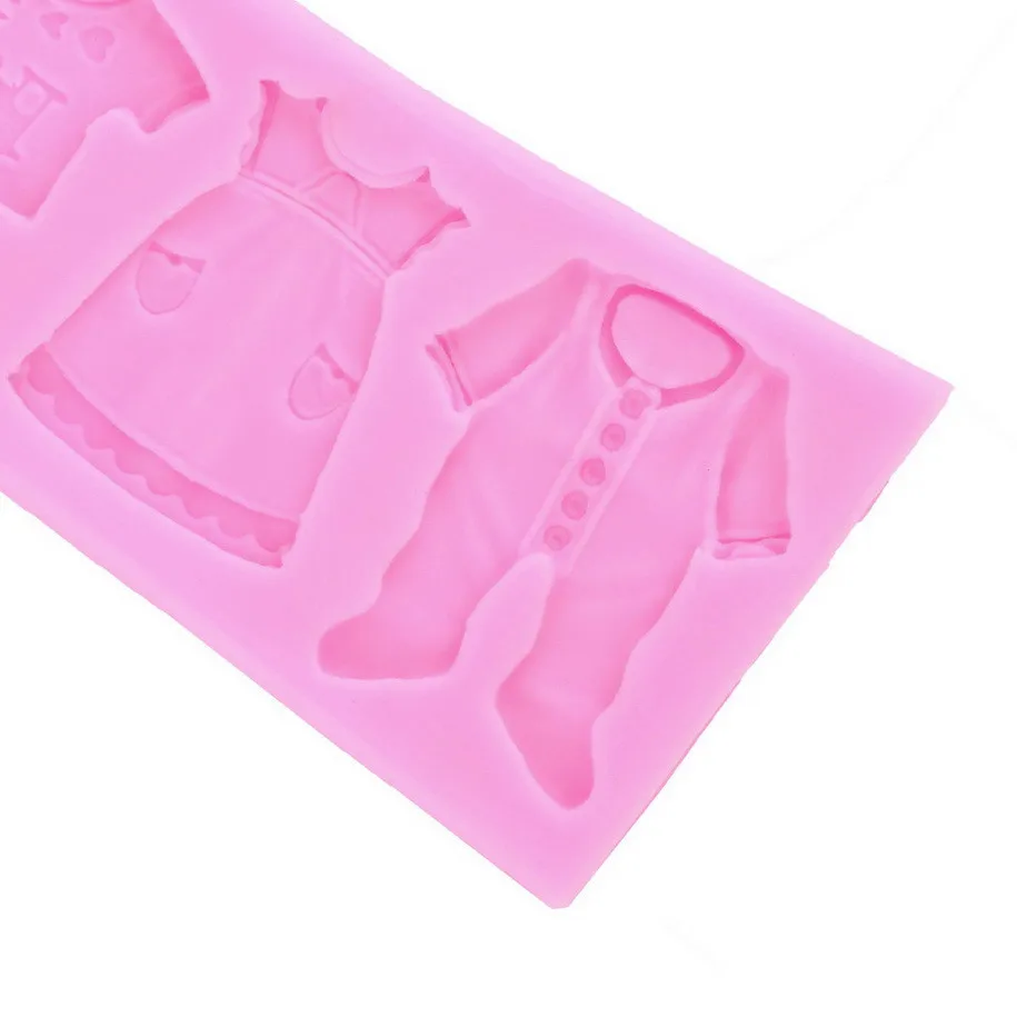 1 PC 2015 Pop 3D Baby Clothes Shower Silicone Mould Fondant Kitchen Cake Mold for Chocolate Baking Tool