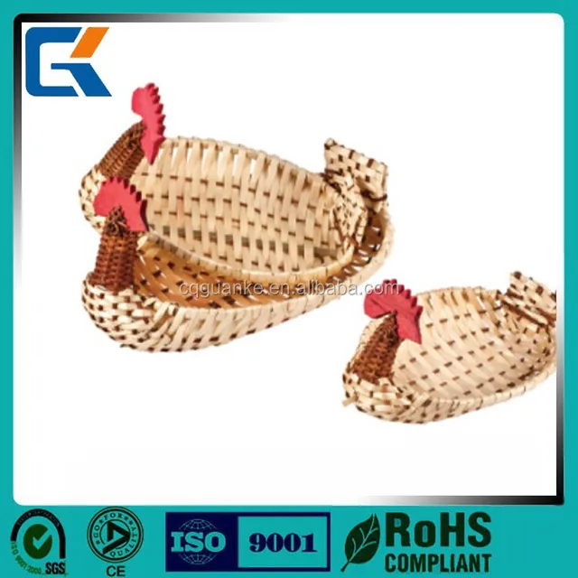 for kitchen supplies chicken shape rattan bamboo basket with low