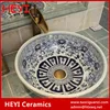Chinese porcelain round shape ceramic material blue and white sink