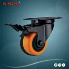 SK6-Z75108P Orange Rubber Wheel with brake / heavy duty Swivel Casters