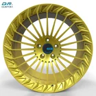 5 Hole 21 Inch Chrome Yellow Car Rims Forged Wheels