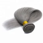 High Quality Double Drawn Brazilian Grey Remy 1b Grey StraightHuman Hair Weave Wholesale Gray Bundles Straight With Closure
