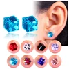 Fashion Health Magnet Multicolor Cube Crystal Rhinestone Earrings for Mens Womens