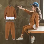 autumn kids clothing cute cotton brown long sleeve +brown long pants girls sports style clothes two set