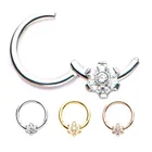 316L Surgical Steel Flower design Hinged segment ring Nose Piercing Body Jewelry