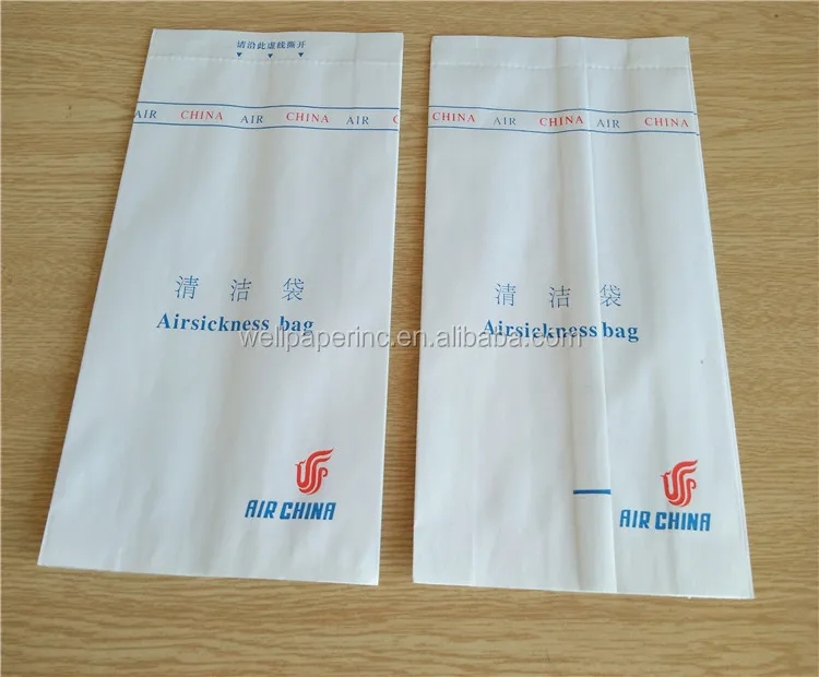 printed disposable eco white kraft sos paper air sickness bag