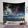 Galaxy Planet with Earth Moon and Mountains Pattern Light-weight Polyester Fabric Wall Decor Wall Tapestry Hanging
