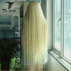 Pre-order Cuticle Aligned Virgin Brazilian 40 inch Human Hair wigs 613 Blonde straight frontal lace wigs for customized