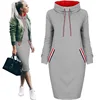 2018 New Arrivals Autumn Winter Fashion Women Casual O Neck Pullover Pockets Knee Length Hooded Sweater Dress