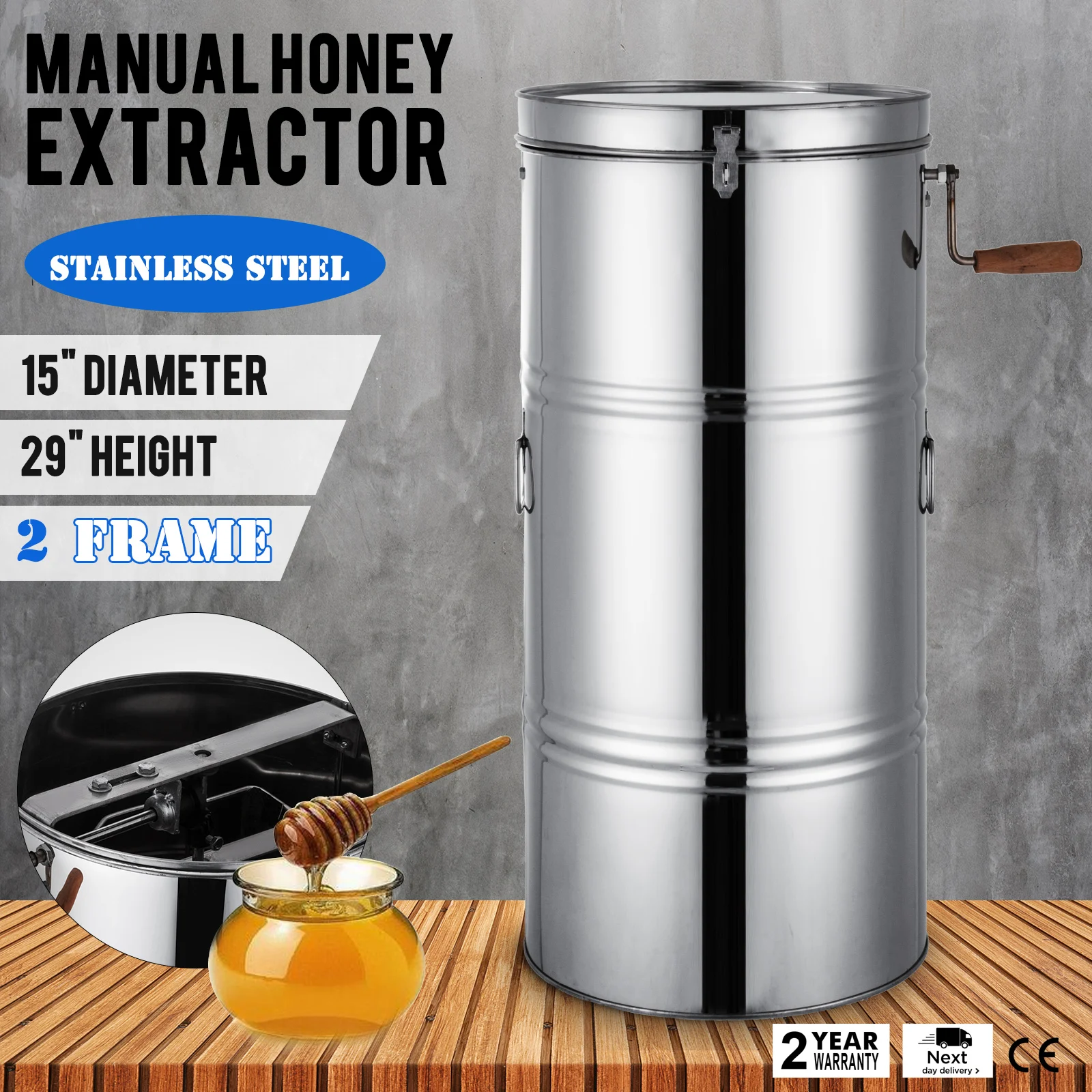 Frame Stainless Steel Manual Honey Extractor Height Honey