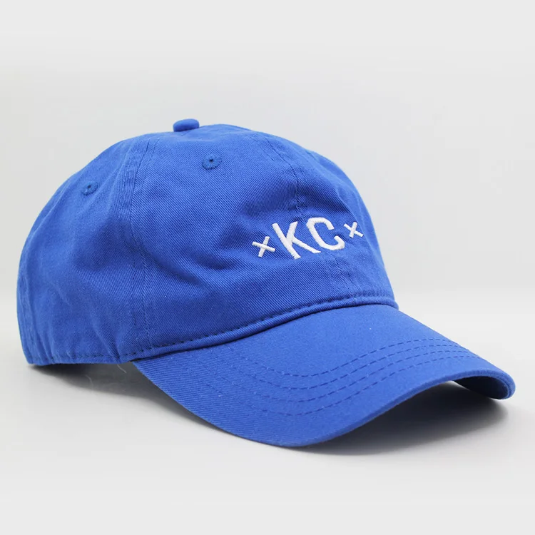 custom blue embroidery 6 panel cotton unstructured dad hat