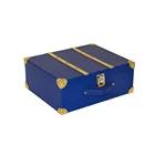 Vintage fashion square blue leather suitcase storage box