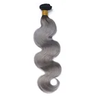Unprocessed Silk Top Closure Body Wave Grey Hair grey closure with bundles