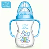 Hot sale BPA free 160ml Wide-neck finger baby feeding bottle with handle ( dual color)