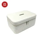 Wholesale custom black glass mirror leather satin packaging jewelry box organizer with zipper