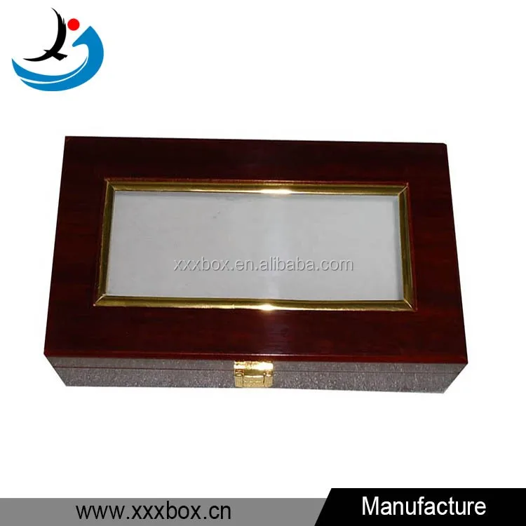 top sale lacquered wood locked chocolate gift box with glass