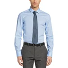 2019 new fashion long sleeve white slim fit blue cotton men shirt for interview