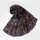 Promotional Turkish Fancy Print Silk Hijab Scarves Smooth Long Silk Scarf Women