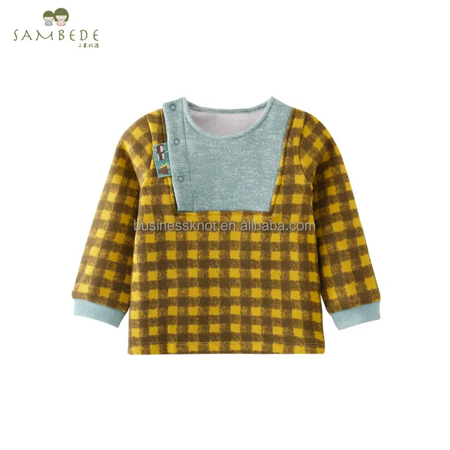 SAMBEDE 3-5T Baby Girls Checked Pattern Top Clothes Long Sleeve Hoodie for Winter without Hood SM6D5714
