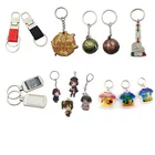 Custom logo shaped cute cartoon characters metal pu leather keychain, printed laser carving wooden keychain