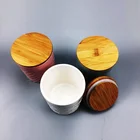 Porcelain Food Storage Jar with Airtight Seal Bamboo Lid Color Glazed Candy Canister Jar With Bamboo Lids Sets