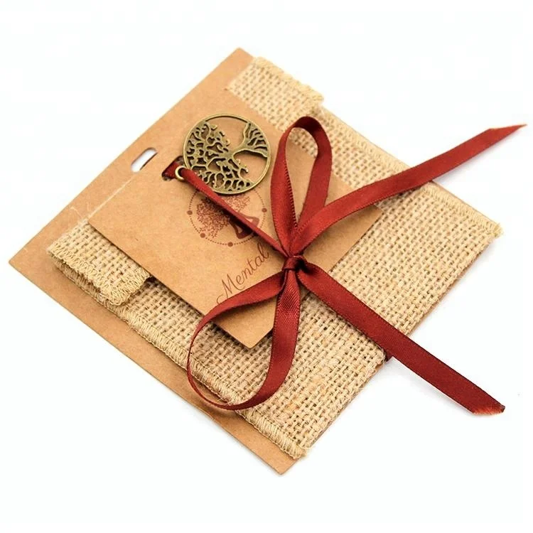 recyclable bowknot drawstring jute gift packing bag with
