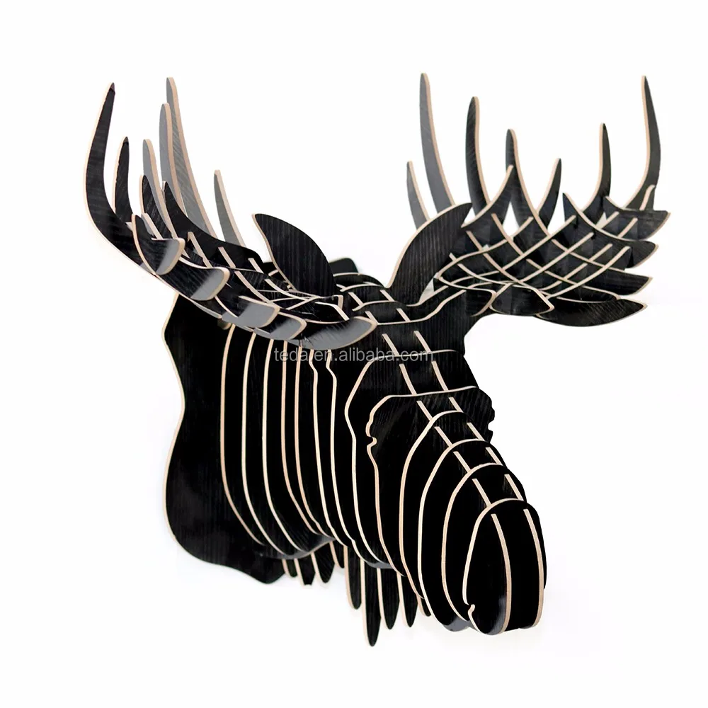 DIY 3D Wood Animal Head Assembly Puzzle Art Model Toy Home Decor,horse