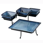 Unicasa ceramic serving ware new design square dip serving bowl & plate set with rack
