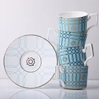 Europe ceramic blue coffee pot cup bone china coffee sets