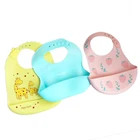 Adjustable snaps scarf soft food grade FDA silicone baby bibs with food catcher