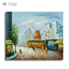 Manufacture paris scenery canvas oil painting custom logo knife oil painting home wall art decor painting
